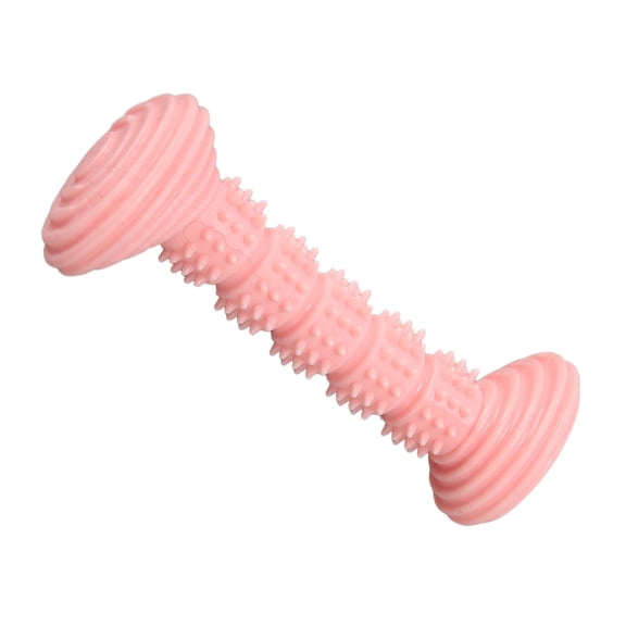 BIMZUC Soft Rubber Dog Chew Toys Cute Bone Shape Puppy Teething Grinding Stick Dental Care for Small Medium Dogs, Pink (5.12 inches / 13 cm) Multi-Surface Pet Toy