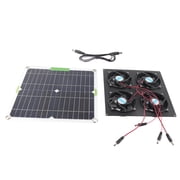 BIMZUC Solar Panel Fan Kit 12 Inch / 31 cm Waterproof Monocrystalline Silicon Exhaust 4 Ports Ventilator For Greenhouses RV Pet House Chicken Coops Air Circulation System Black