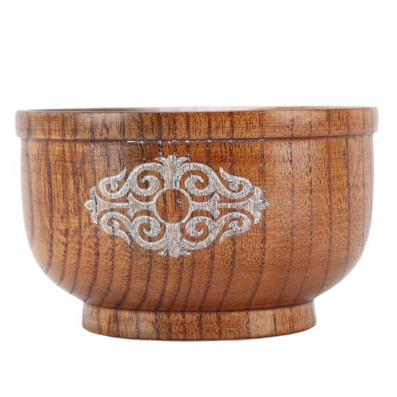 BIMZUC Sour Jujube Wood Rice Bowl Handmade AntiScald Classic Design, 5.12"5.12"2.76", 0.37lb, versatile for rice, soup, milk tea