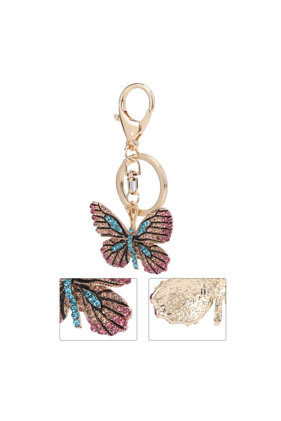 Sparkle Rhinestone Butterfly Key Chain Fashion Bag Pendant, Light Blue (5.9 inches / 15 cm)