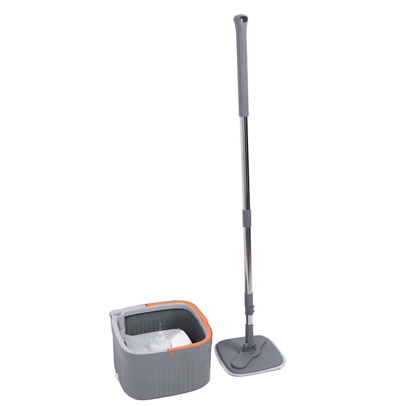 BIMZUC Spin Mop and Bucket Set, 360 Rotating Microfiber Mop with Dual-Tank System, Adjustable Handle for Wet and Dry Floor Cleaning, Includes 2 Replacement Pads