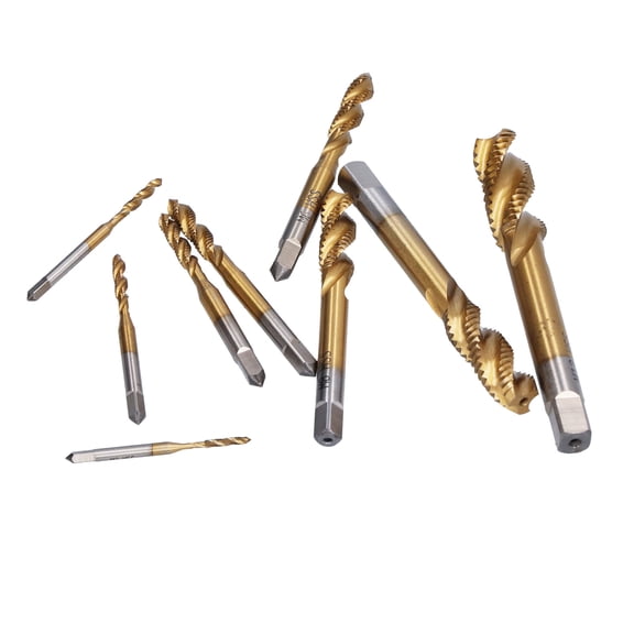 BIMZUC Spiral Flute Tap Set Ti Coated HSS Screw Thread Tapping Hand Tool Hardware, 9-Piece Metric M2-M12 Drill Tap Bits Professional Heavy-Duty Threading Kit (1.7-3.5 inches / 43-89 mm)