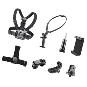 BIMZUC Sports Camera Accessory Set Chest Mount Head Strap Neck Holder Kit for Action Cameras and Phones, Black (9.84 inches / 25 cm)