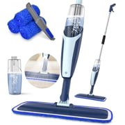BIMZUC Spray Mop for Floor Cleaning Wet, with 14 oz Refillable Bottle and 3 Washable Microfiber Pads for Most Smooth Floors, Blue