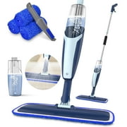 BIMZUC Spray Mop for Floor Cleaning Wet, with 14 oz Refillable Bottle and 3 Washable Microfiber Pads for Most Smooth Floors, Blue