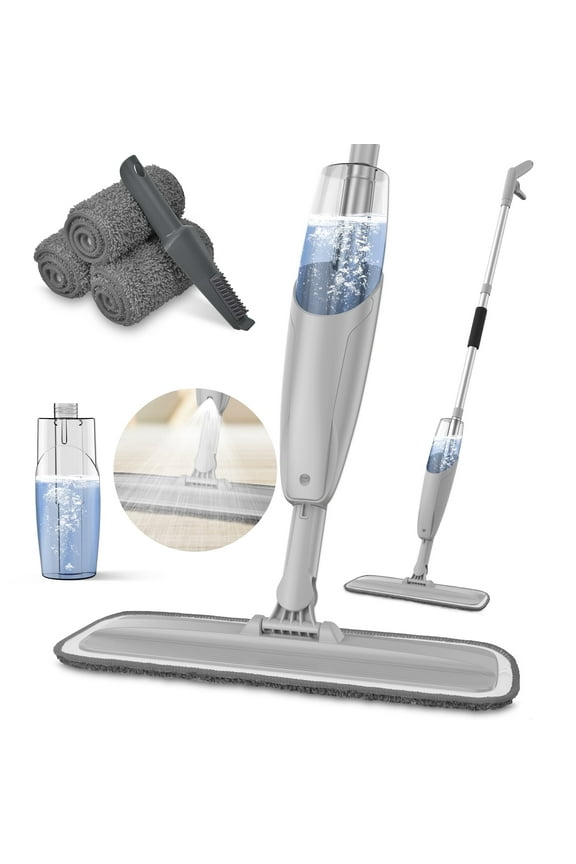 Spray Mop for Floor Cleaning Wet, with 14 oz Refillable Bottle and 3 Washable Microfiber Pads Home and Commercial Use, Gray