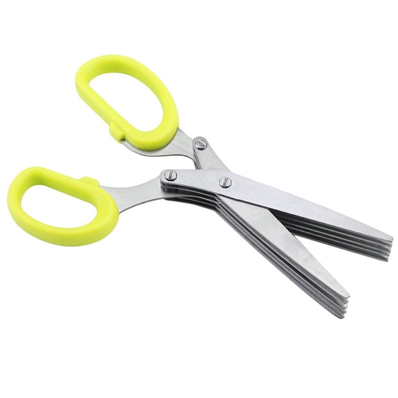 BIMZUC Stainless Steel 5 Layers Kitchen Scissors Scallion Sushi Shredded Tool (Yellow)