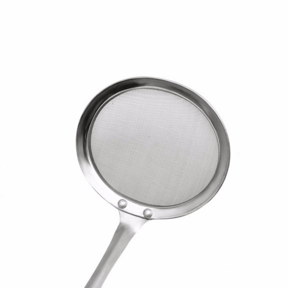 BIMZUC Stainless Steel Fat Skimmer Spoon, 9.84 Inches / 25 cm Fine Mesh Strainer Ladle for Hot Oil Frying, Soups, and Broths, Silver