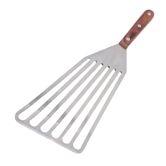 BIMZUC Stainless Steel Fish Spatula with Wooden Handle – Multi‑Functional BBQ Turner for Frying, Grilling & Stir‑Frying