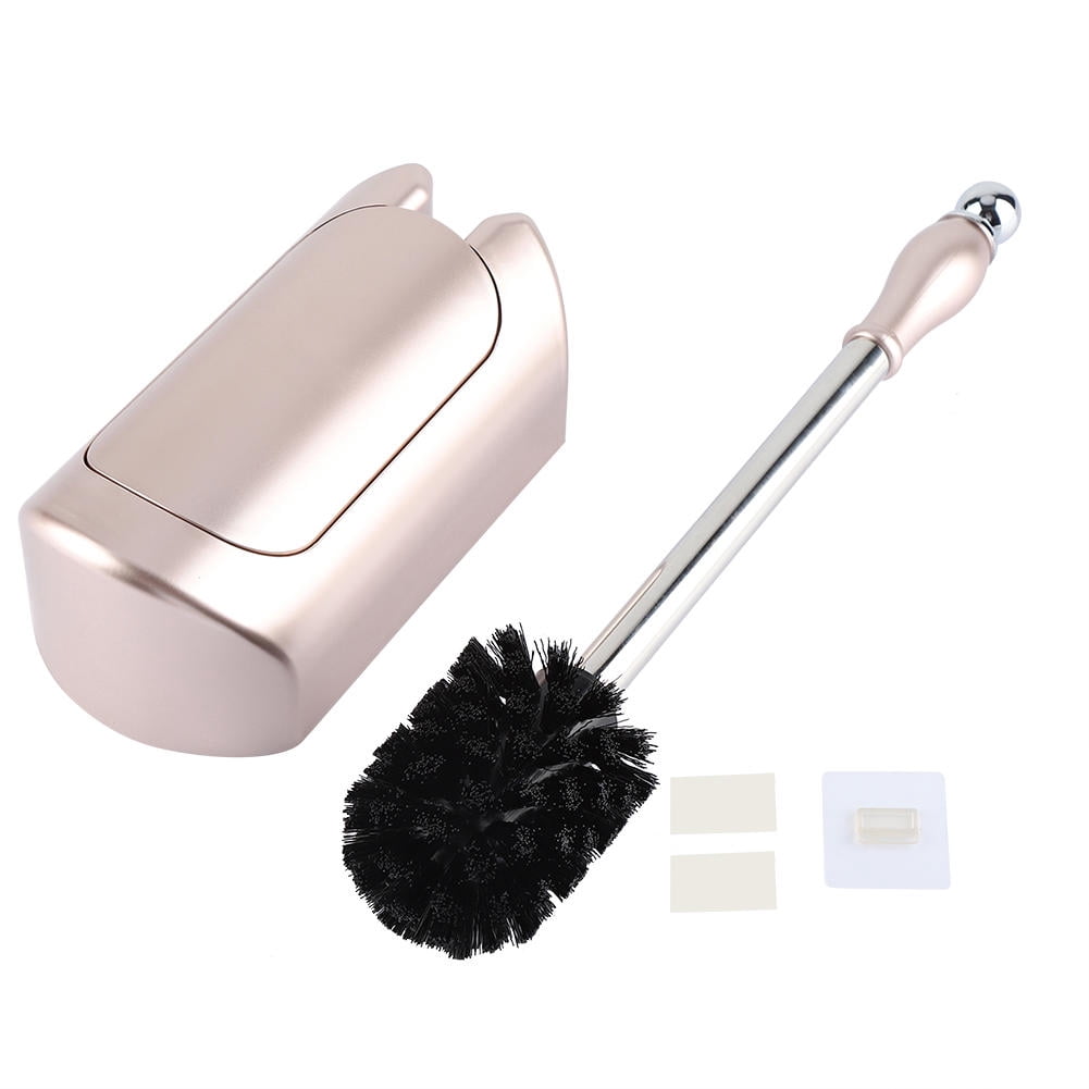 BIMZUC Stainless Steel Handle Toilet Brush & Holder Set – Rose Gold, Thick Plastic Bristles, Detachable Head, Non‑Slip Grip