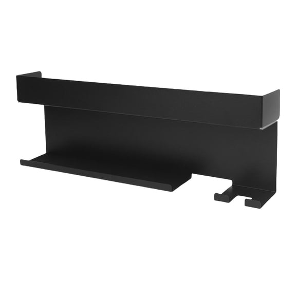 BIMZUC Stainless Steel Wall-Mounted Hair Dryer & Styling Tool Organizer Matte Black, Dual-Tier, Self-Adhesive Rack for Bathroom & Salon