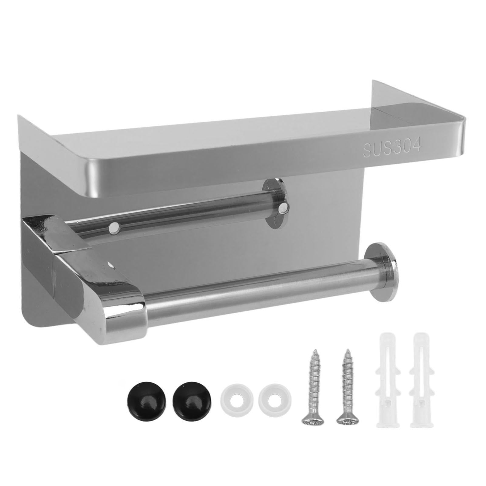 BIMZUC Stainless Steel Wall‑Mounted Toilet Paper Holder with Shelf – Minimalist Design, Waterproof, No‑Drill Installation, Dual‑Purpose Organizer