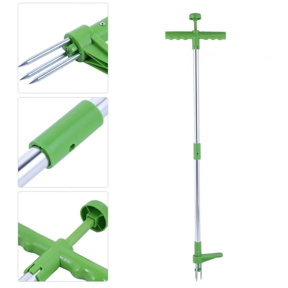 BIMZUC Stand Up Weed Puller Tool, Long Handle Garden Lawn Root Killer Remover with 3 Claws, Heavy Duty Portable Hand Weeder for No-Bend Weed Removal, 39.4 in / 100 cm Length