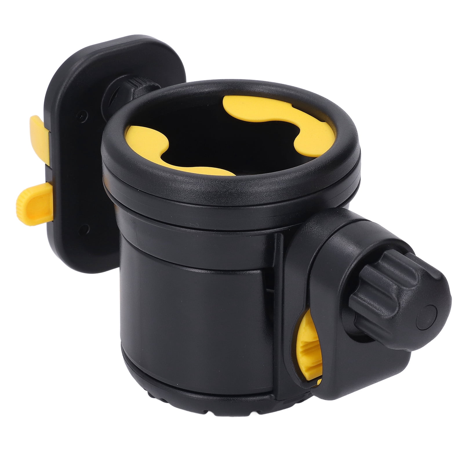 BIMZUC Stroller Cup Holder with Phone Holder, Multifunctional 3 in 1 Stroller Bottle Holder, Double Drink Rack Organizer for Walker Scooters Wheelchairs, Black Yellow
