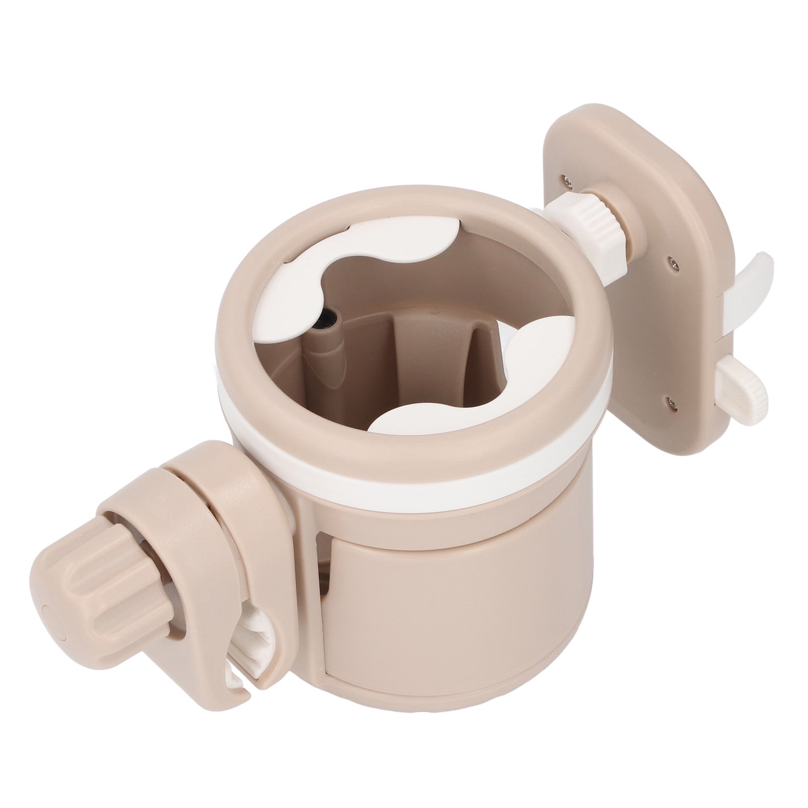 BIMZUC Stroller Cup Holder with Phone Holder, Multifunctional 3 in 1 Stroller Bottle Mount, Universal Drink Rack Organizer for Walker Scooters, Khaki