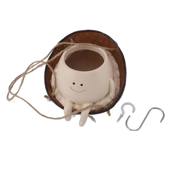 BIMZUC Swing Face Resin Planter 5.5x4x5.5in Hanging Cute Face Pot for Succulents, Orchids & Indoor/Outdoor Dcor