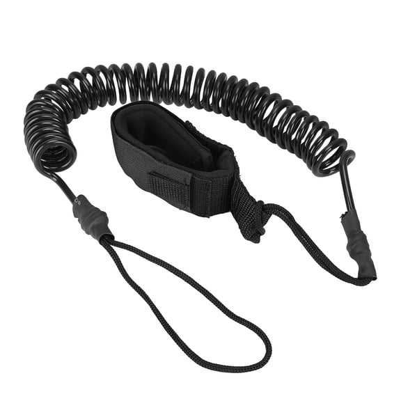 BIMZUC TPU Black Elastic Water Sports Foot Rope Surfing Paddle Board Ankle Spring Traction Strap, Lightweight Secure Leash for Waveboarding, 4.5mm / 0.18in Thickness, Paddleboarding Essential