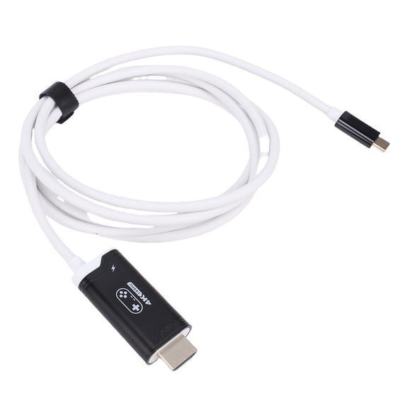 BIMZUC TV HD Video Cable Fit for Switch 2 Dock Base Station, 4K 144Hz USB C 3.2 to HDMI Adapter, 100W PD Charging Portable Travel Cord for Steam Deck ROG Ally Legion Go, Black/White (6.56ft/2m)