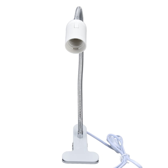 BIMZUC Table Lamp Holder E27 E26 Single White Head 360 Degree Adjustable Flexible Gooseneck Clip Desk Light Socket Base with EU Plug 100-240V Max Ext 19.68 inches / 50 cm
