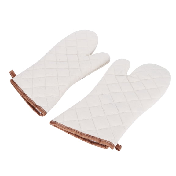 BIMZUC Thickened Cotton White Heat Resistant Oven Mitts for Kitchen Cooking Microwave Baking, Large 6.7x15 inches / 17x38 cm, Protective Insulated Kitchen Gloves for Home Restaurant