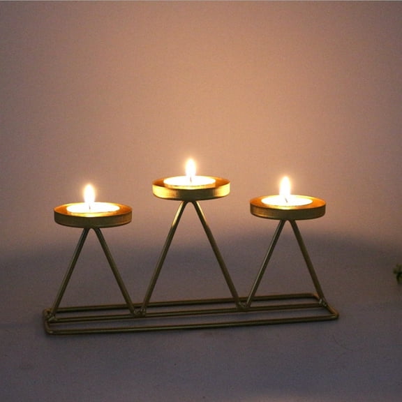 BIMZUC Three Heads Candlestick Display Metal Romantic Home Party Wedding Decor Gift Gold Centerpiece Elegant Nordic Style Table Ornament for Indoor Outdoor, 7.87 in / 200 mm