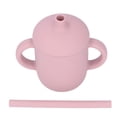 thumbnail image 1 of BIMZUC Toddler Cup Silicone Spill Proof Prevent Slip Handle BPA Free Baby Trainer Sippy Cup with Straw for Infant 6 Months Above, Unbreakable Design, Light Purple Red, 1 of 9