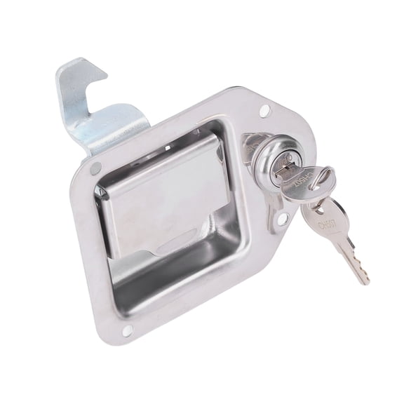 BIMZUC Tool Box Handle Latch with 2 Keys 304 Stainless Steel Silver Paddle Lock for Truck RV Trailer ATV UTV