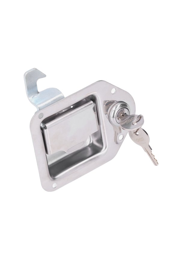 Tool Box Handle Latch with 2 Keys 304 Stainless Steel Silver Paddle Lock for Truck RV Trailer ATV UTV