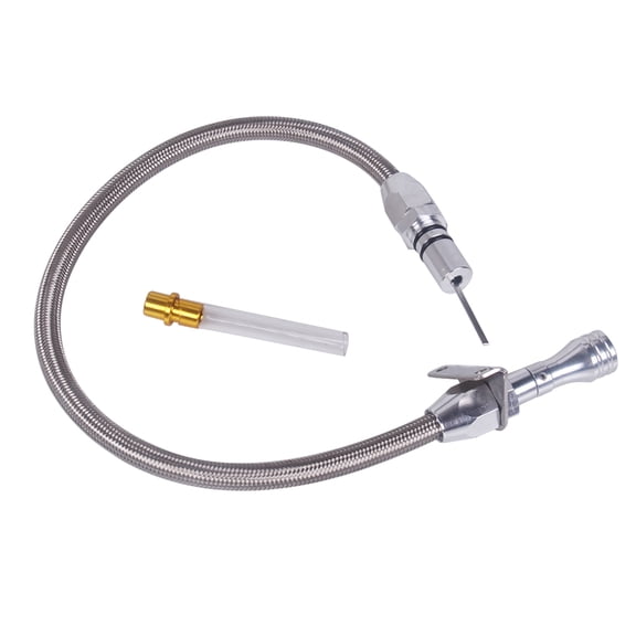 BIMZUC Transmission Dipstick Stainless Braided Flexible For TH350 TH-400 700R4 Tranny SBC BBC Trans Replacement Chevy GM Engine Oil Dipstick Repair Bracket Aluminium Manifold 29.53 inches / 75 cm