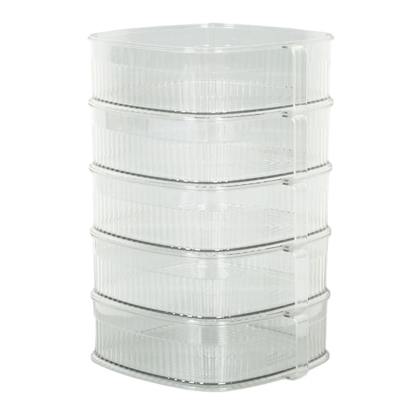 BIMZUC Transparent Dish Dust Cover Multifunctional Stackable Food Insulation Container, 5 Layer, 15.75 inches / 40 cm