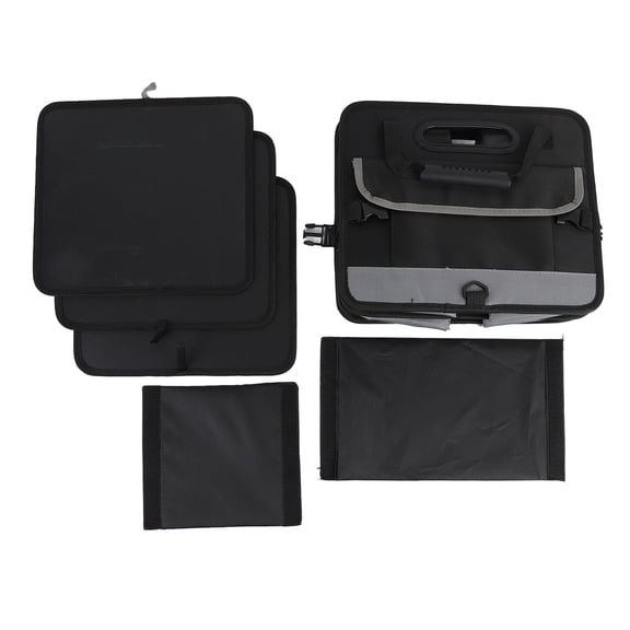 BIMZUC Trunk Organizer 95L Large Capacity 600D Oxford Cloth Multi Compartment Foldable Waterproofing Cargo Storage Box with Handles, 35.43 in / 90 cm, Black
