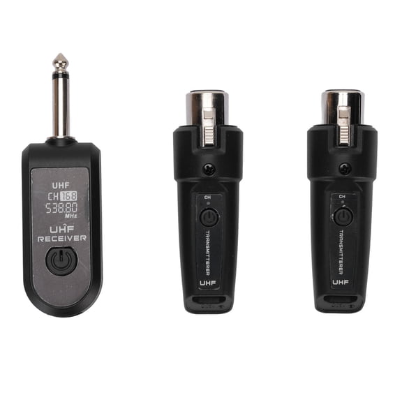 BIMZUC UHF Wireless Microphone Transmitter Receiver XLR System 6.69 inches / 17.0 cm Adapter for Dynamic Mic Audio Mixer 6.35mm Interface 90ft Range Dual Transmitter