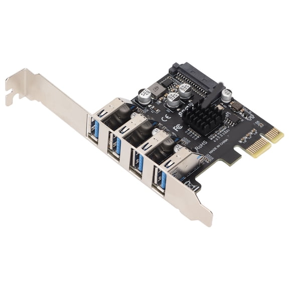 BIMZUC USB 3.0 PCIE Expansion Card VL805 Chip 5Gbps High Speed Transmission 4 Port USB Adapter Card for Desktop Windows Computers PCI-E X1 Compatible with X4 X8 X16 (5.9 inches / 15 cm)
