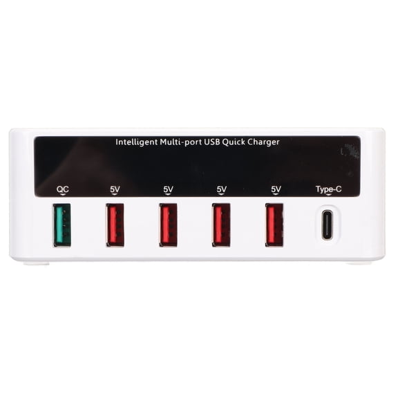 BIMZUC USB Fast Charging Station Wireless Multi Port 6 Ports 50W Desktop Hub 100-240V EU Plug Edition for Smartphones and Tablets (5.51 in / 14.00 cm)