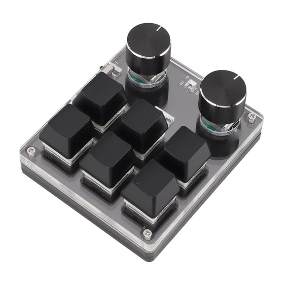 BIMZUC USB Mini 6 Key Keypad with 2 Knobs, Red Switch Programmable Macro One-Handed Gaming Keyboard[cite: 1], Black (7.48 inches / 19 cm)