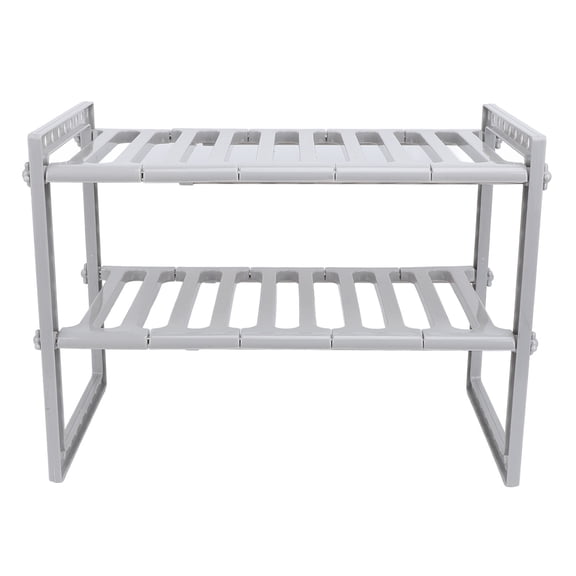 BIMZUC Under Sink Organizer 2 Tiers Expandable Stainless Steel Storage Rack Grey, 15.75 in / 40 cm Length