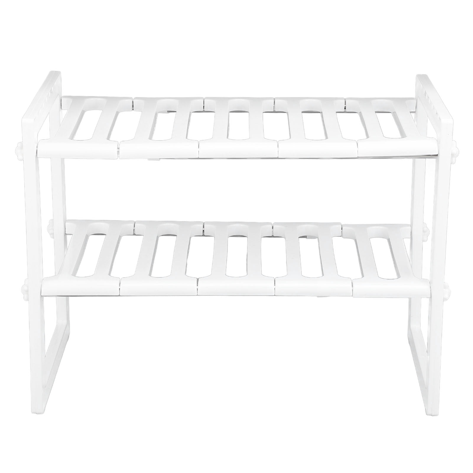 BIMZUC Under Sink Organizer 2 Tiers Expandable Stainless Steel Storage Rack White, 15.75 in / 40 cm Length