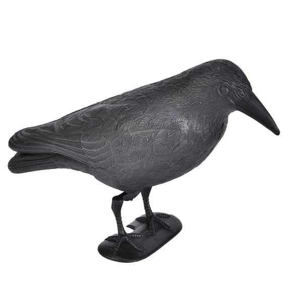 BIMZUC Unique Simulation Crow Hunting Decoy Black Desktop Decor Bait Tool Holiday Decoration 15 inches / 38.1 cm Realistic Fake Bird Scaring Equipment for Outdoor Garden Use