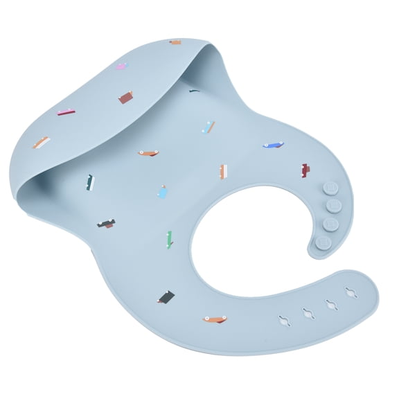 BIMZUC Unisex Silicone Baby Bibs Waterproof Toddler Bib with Food Catcher Adjustable Fit for 1-3 Years Old Soft Easy Clean Feeding Essential Car Design