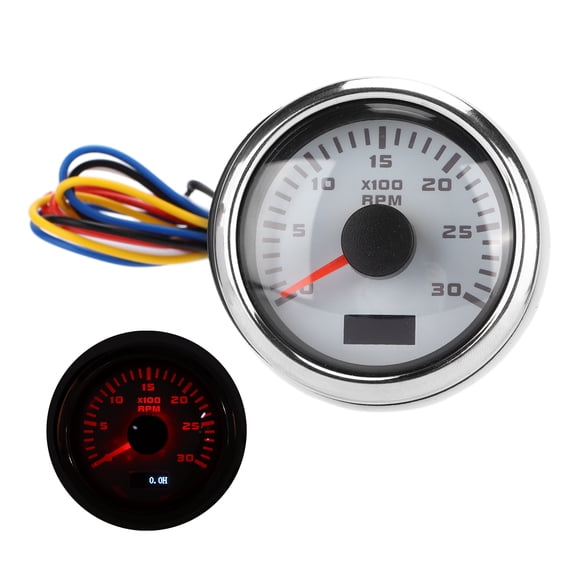 BIMZUC Universal 52mm Pointer Tachometer Gauge 3K RPM Red Backlight Waterproof for Motorcycle Truck Car Boat Diesel Gasoline Engine 9-30V (2.1 inches / 5.3 cm)
