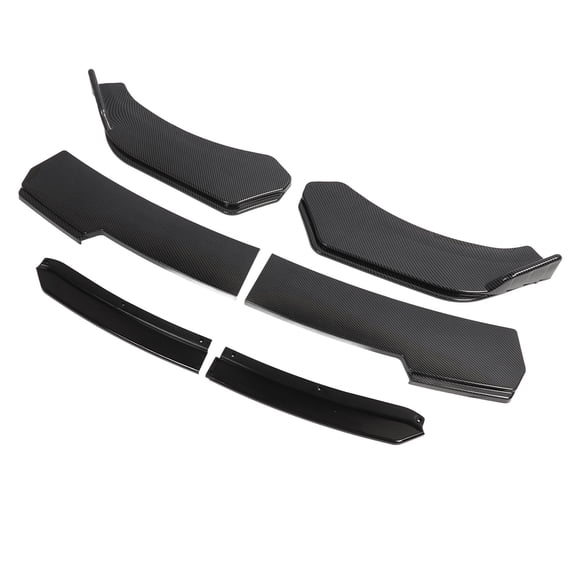 BIMZUC Universal 6 Pieces 59 in / 150cm Front Bumper Lip Separator Double Layer Auto Chin Diffuser Splitter Replacement Kit, Carbon Fiber Pattern Black