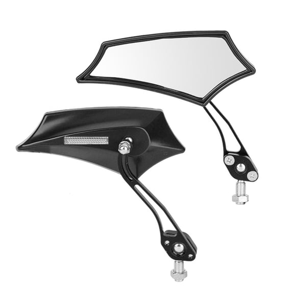 BIMZUC Universal Motorcycle Motorbike Modified Accessories Rear View Rearview Mirrors, Adjustable Angle Steel Stem Plastic Shell, Black Color Fit for 10mm 8mm Thread, 5.43 inches / 13.8 cm (Pair)