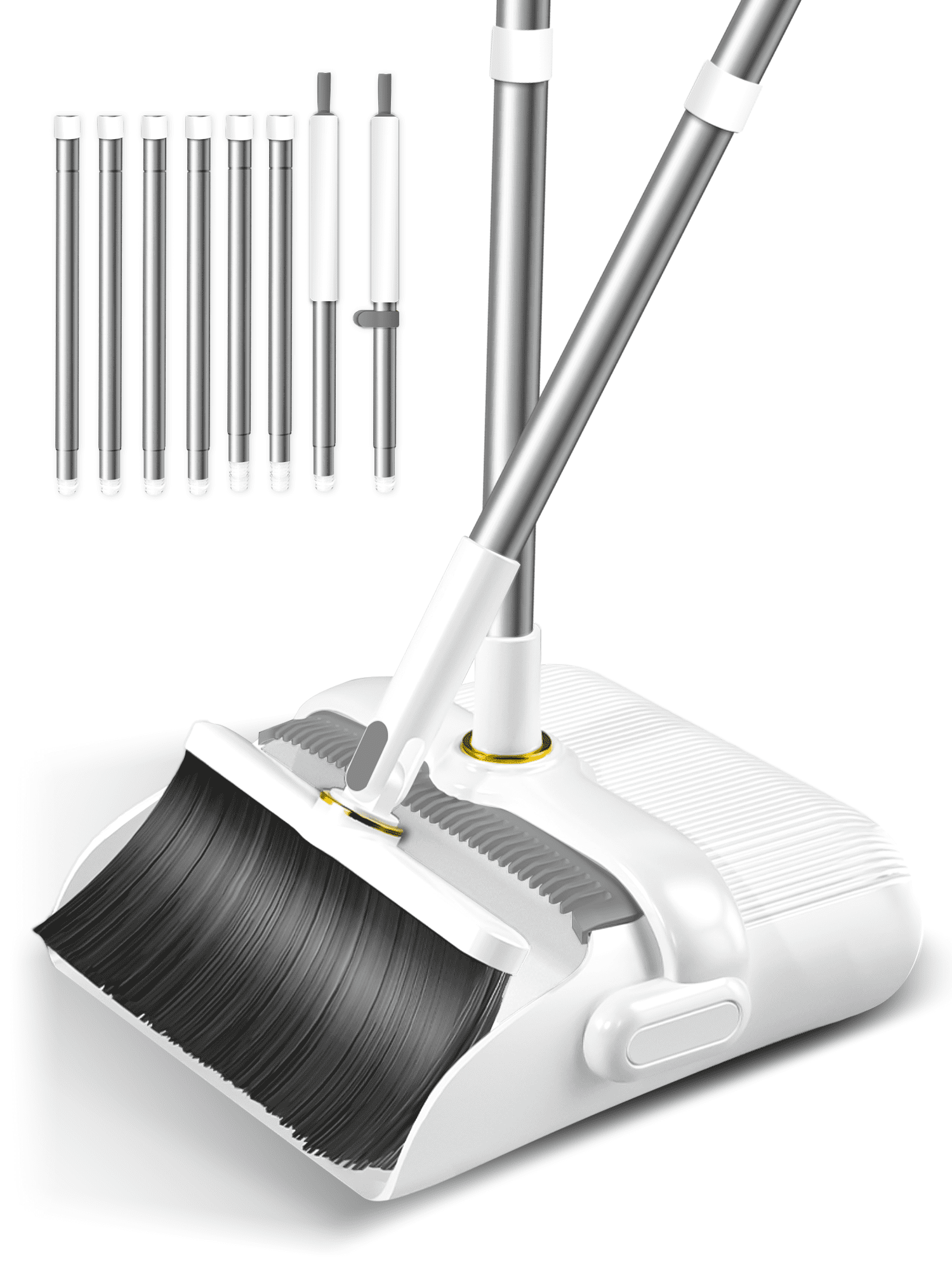 BIMZUC Upgrade 51.2'' Broom and Dustpan Set, SelfCleaning with Dustpan Teeth, Broom and Dust