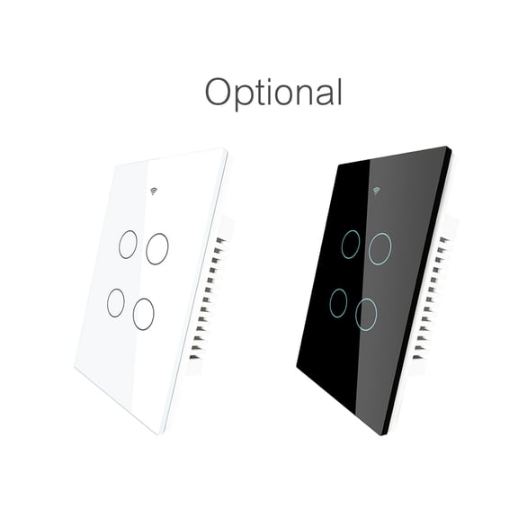 BIMZUC Upgraded 4 Gang Wi-Fi Smart Touch Switch, Glass Panel Wall Light Switches Compatible with Alexa & Google Home, App Remote Control, Timer Function, Waterproof, White (5.3 inches / 13.5 cm)