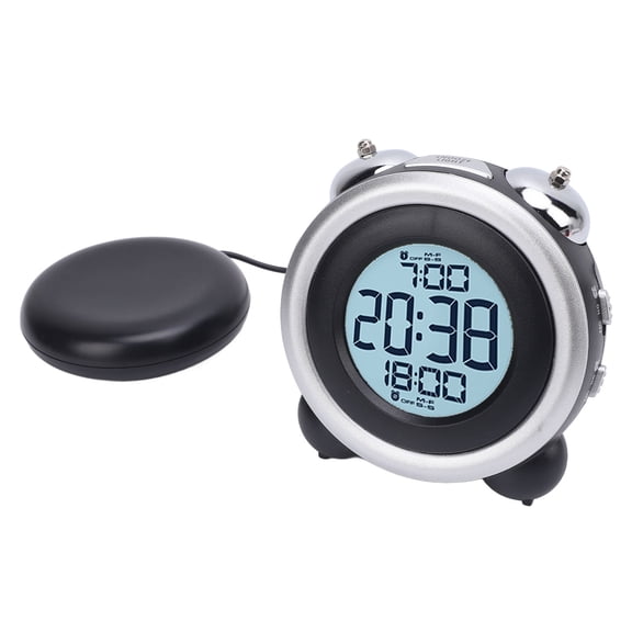 BIMZUC Vibrating Alarm Clock with Bed Shaker, Loud Alarm Clock for Heavy Sleepers, Adjustable Volume, LED Digital Display, 5.51x4.72x3.94 inches / 14.0x12.0x10.0 cm