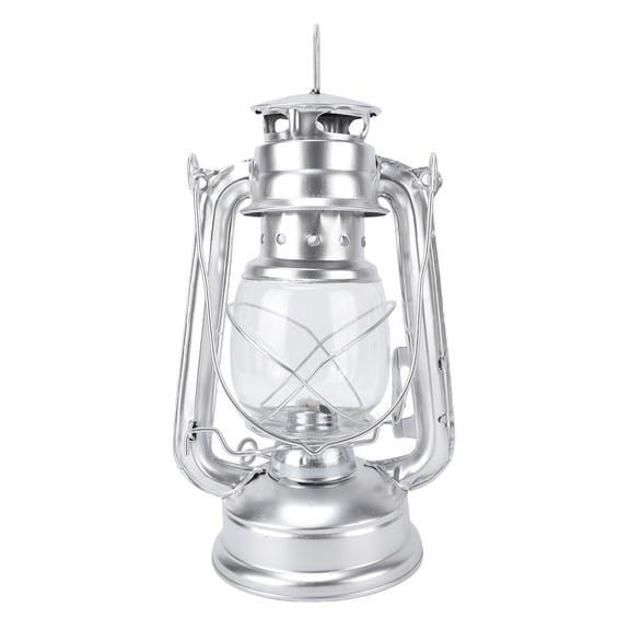 BIMZUC Vintage Decorative Kerosene Lantern Silver Oil Burning Lamp for Home Bar Decor Outdoor Tent Camping Gear Durable Iron Portable Lighting (9.84 inches / 25.0 cm)