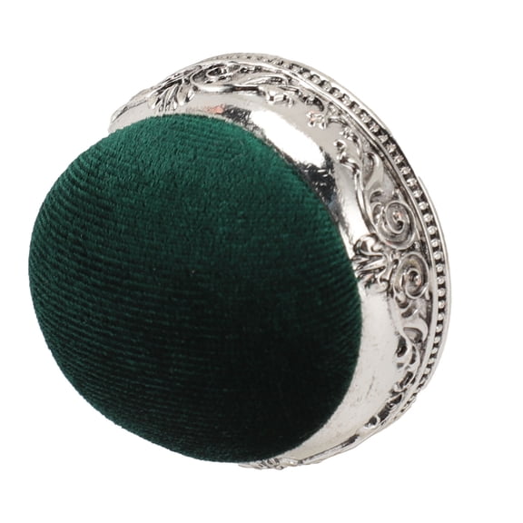 BIMZUC Vintage Pin Cushion Soft Elastic Metal Base Retro Needle Pad for Sewing Quilting, Silver Base Green