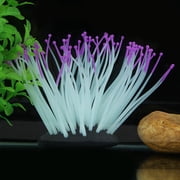 BIMZUC Vivid Artificial Coral Plant Ornament for Aquarium, Glowing Sea Anemone Underwater Fish Tank Decor, Luminous Silicone Aquatic Plant, Small, Purple