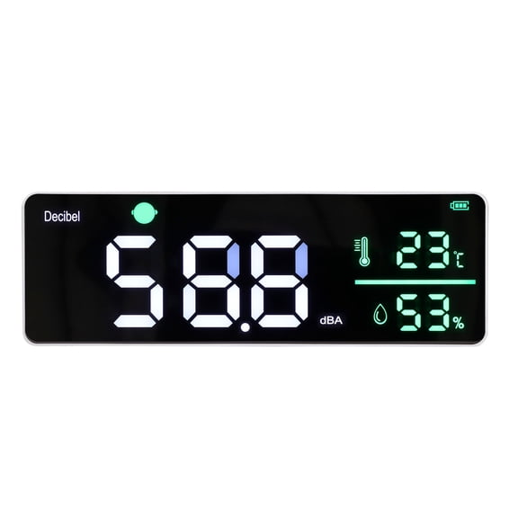 BIMZUC Wall Hanging Sound Level Meter 11 inches / 27.9 cm Large LED Display Screen Temperature Humidity Decibel Noise Meter for Classroom