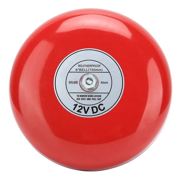 BIMZUC Warning Alarms & Sirens 6-Inch Carbon Steel Internal Strike Electric Bell 95dB DC 12V, 1 Count